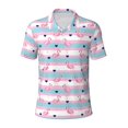 thumbnail image 1 of Balery Flamingo1 Printed Men’s Short Sleeve Polo Shirt, Midweight Men's Shirt,Golf Polo shirts -Large, 1 of 8