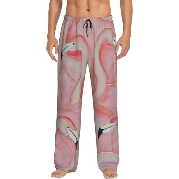 Balery Flamingos print Men's Pajama Pants,Ultra Lightweight Pjs,Lounge Pant-Large