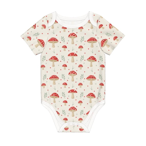 Balery Flat Mushrooms Pattern Baby Climbing Clothes Infant Bodysuit Cute Infant Bodysuit Baby Romper-18 Months