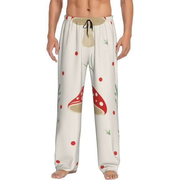 Balery Flat Mushrooms print Men's Pajama Pants,Ultra Lightweight Pjs,Lounge Pant-Small