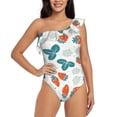 thumbnail image 1 of Balery Floral Strawberr One Shoulder Swimsuits for Women Ruffle Swimsuits Tummy Control One Shoulder Bathing Suits-Small, 1 of 8