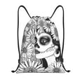 thumbnail image 1 of Balery Floral Sugar Skull Portrait Pattern Drawstring Backpack Bag Sport Gym Sackpack Cinch Bags Pattern Drawstring Backpack Bag Sport Gym Sackpack Cinch Bags -Small, 1 of 6
