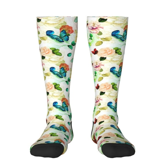 Balery Floral Vintage Printed Novelty Socks Men's Women's Crew Socks Sports Socks Knee High Socks Cotton Socks Quirky and Cool Socks
