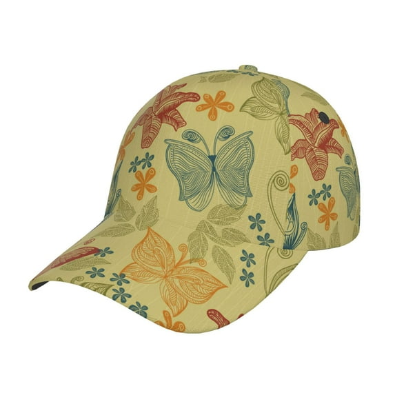 Balery Floral With Butterflies Baseball Cap For Women Men,Adjustable Size For Running Workouts And Outdoor Activities All Seasons