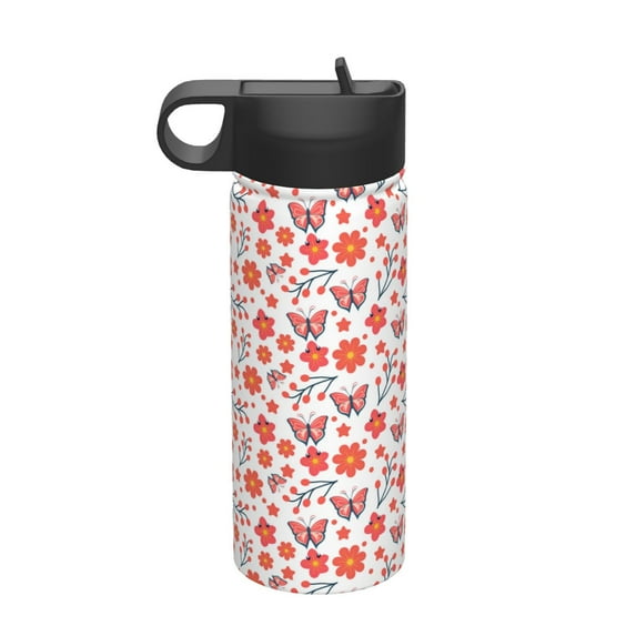 Balery Floral butterfly Pattern Water Bottle,18oz Sports Insulated Kettle for Cycling Gym Basketball Outdoor, Suitable as a Present