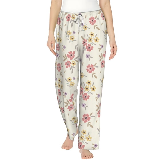 Balery Floral print Women's Pajama Pants,Ultra Lightweight Pjs,Lounge Pant-Small