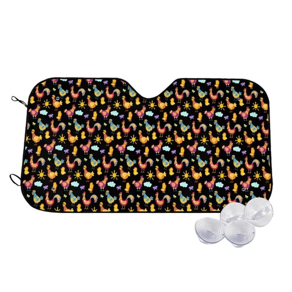 Balery Flowe Rooster Print Car Windshield Sun Shade,Windshield Sunshade for Car Pickup Truck SUV Accessories-Medium