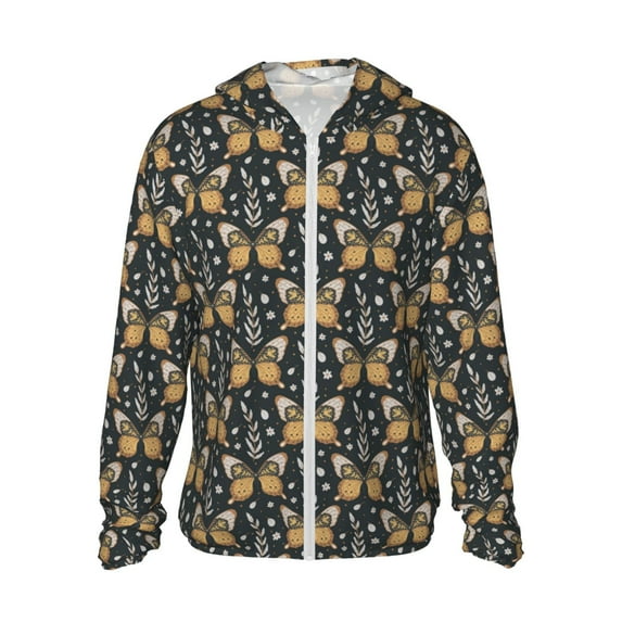 Balery Flower Butterfly Men's Women's UPF 50+ Sun Protection Lightweight Hoodie Performance Long Sleeve Shirt for Fishing Running-XX-Large