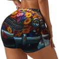 thumbnail image 1 of Balery Flower Covered Vintage Car Printed Workout Shorts for Women Seamless Scrunch Short Gym Yoga Running Sport Active Exercise Fitness Shorts-XX-Large, 1 of 8