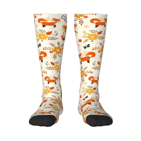 Balery Flower Fox Fun Novelty Socks Men'S Women'S Crew Socks Funny Crazy Novelty Socks Quirky And Cool Socks