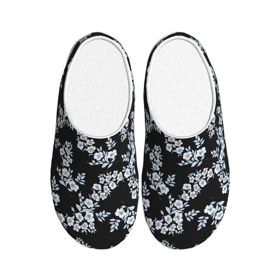 Balery Flower Pattern Women's Fuzzy Memory Foam Slippers Fluffy Winter House Shoes Indoor and Outdoor-42/43