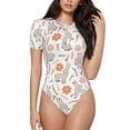 thumbnail image 1 of Balery Flower Rabbit Women's Short Sleevee Crew Neck Bodysuit Tops Short Sleeve Tops Basic-Large, 1 of 9
