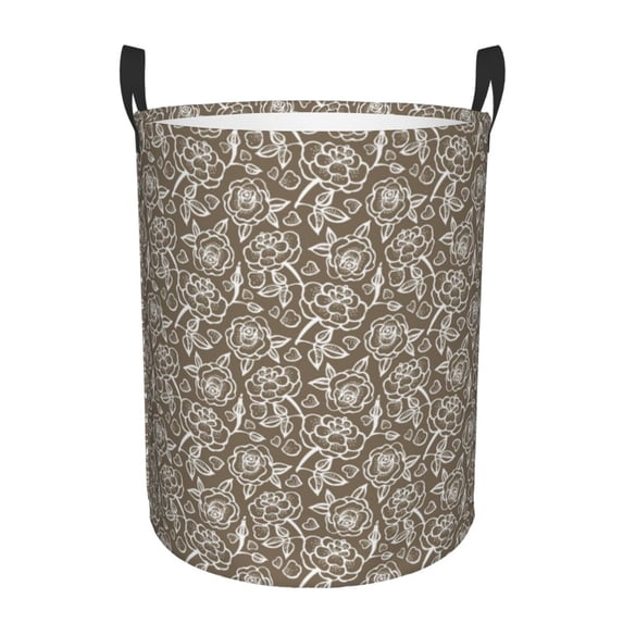 Balery Flower Rose Round Laundry Basket with Handles Waterproof Freestanding Laundry Hamper for Clothes Toys in the Dorm and Family-