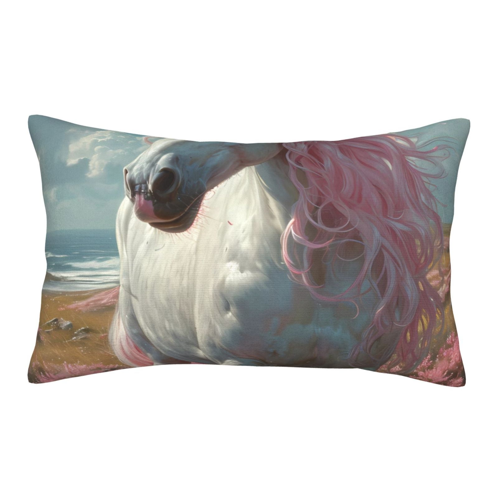 Balery Flower White Horse (2) Bedding Queen Pillow Cases Envelope