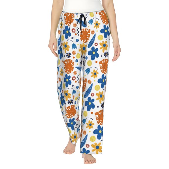 Balery Flower print Women's Pajama Pants,Ultra Lightweight Pjs,Lounge Pant-Small