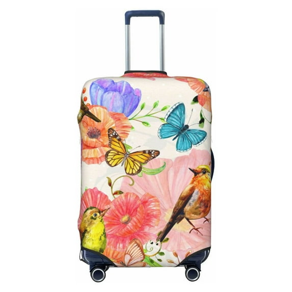 Balery Flowers And Birds Watercolor Luggage Cover Protector, Scratch And Dirt Resistant, Fits 18-32 Inch Luggage(excluding luggage) - Large