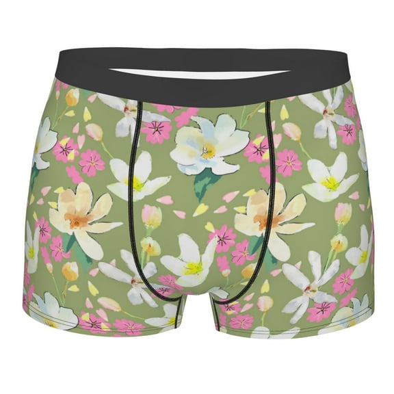Balery Flowers And Buds Men's Boxer Briefs, Soft and Breathable Cotton Underwear with nylon Waistband-XX-Large