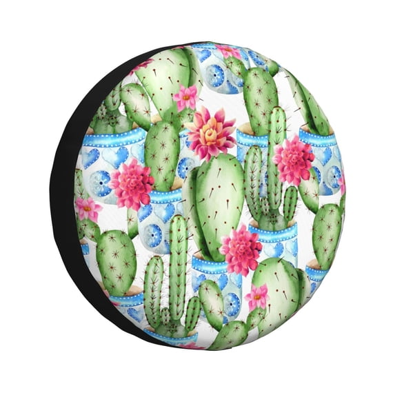 Balery Flowers And Cactustire Cover Waterproof Dust-Proof, Universal Spare Wheel Tire Cover For Trailer, Rv, Suv Truck And Vehicle Camper Accessories-14 Inch