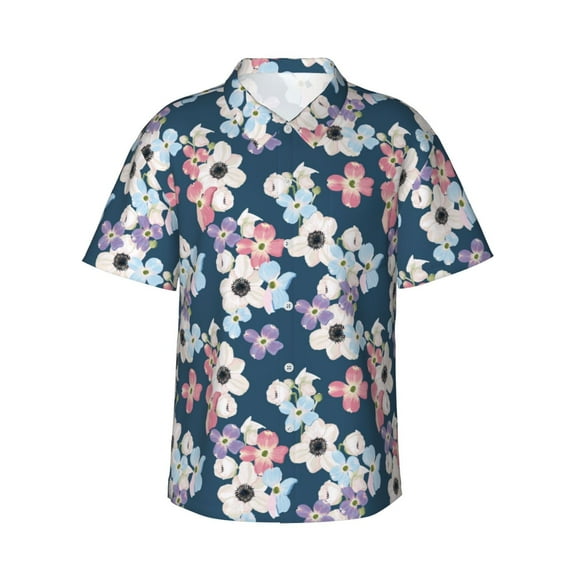 Balery Flowers Print Men's Hawaiian Shirts Short Sleeve Beach Shirt Relaxed Fit Vacation Button Down Shirts-3X-Large