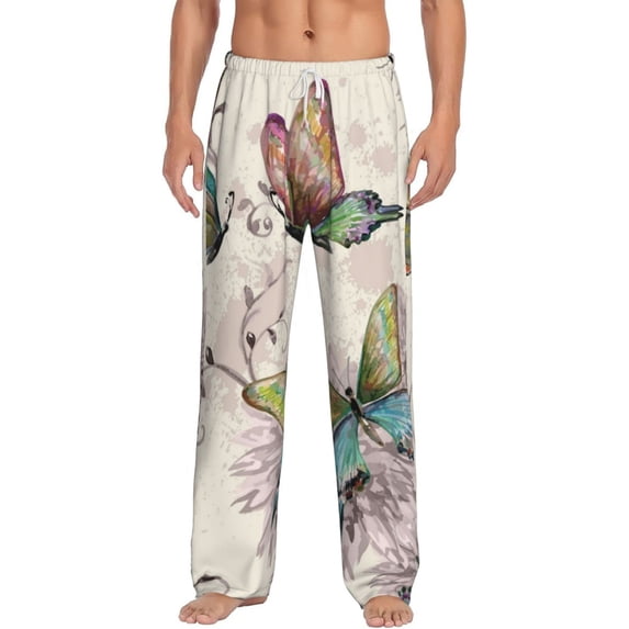 Balery Flying Butterflies-1 print Men's Pajama Pants,Ultra Lightweight Pjs,Lounge Pant-XX-Large