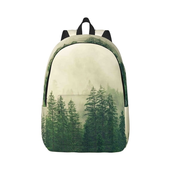 Balery Fog Forest Vintage Canvas Backpack for Men and Women - Large Capacity, Durable Travel Laptop Bag for School, Work, Hiking, and Outdoor Activities