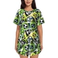 thumbnail image 1 of Balery Football Doodle Pattern Womens Pajama Sets 2 Piece Soft Short Sleeve Top and Shorts Sleepwear Round Neck Pjs Lounge Set with Pockets-Large, 1 of 7