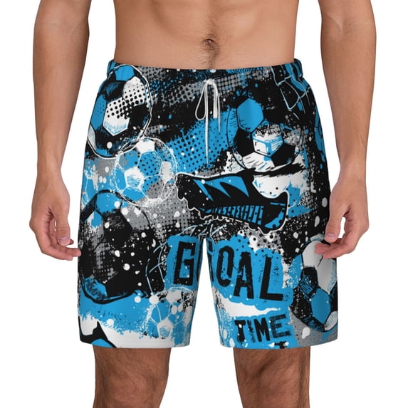 Balery Football Time Mens Swim Trunks Swim Shorts for Men Quick Dry Inseam Beach Shorts with Compression Liner Pocket-X-Large