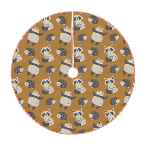 Balery Forest Animal Printed Christmas Tree Skirt , Merry Christmas Party Christmas Tree Decoration,Adjustable Tree Skirt-36"