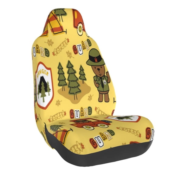 Balery Forest Guard Pattern Car Seat Cover - Soft & Breathable Front Premium Covers with Non-Slip Protector Fits Most Automotive, Vans, SUVs, Trucks - 1 Unit