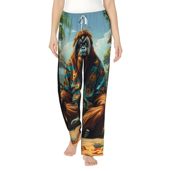 Balery Forest Meditating Gorilla print Women's Pajama Pants,Ultra Lightweight Pjs,Lounge Pant-Medium