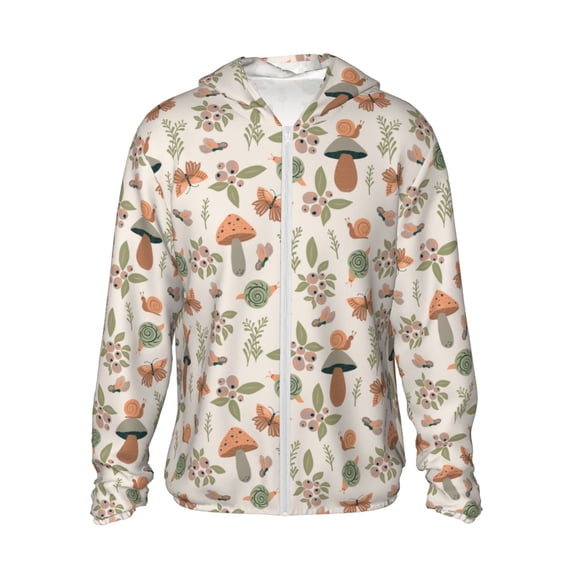 Balery Forest Mushrooms Insects Men's Women's UPF 50+ Sun Protection Lightweight Hoodie Performance Long Sleeve Shirt for Fishing Running-Large