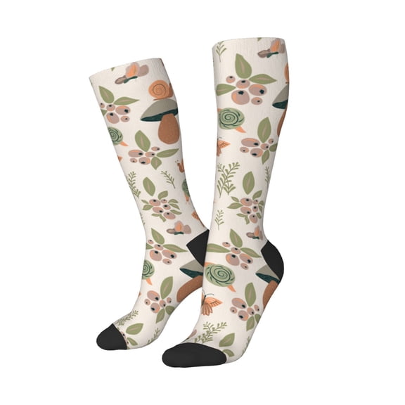 Balery Forest Mushrooms Insects Printed Novelty Socks Men's Women's Crew Socks Sports Socks Knee High Socks Cotton Socks Quirky and Cool Socks