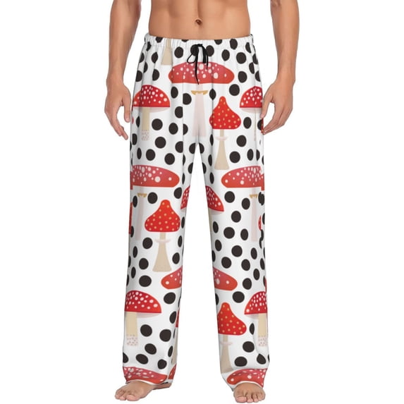 Balery Forest Mushrooms print Men's Pajama Pants,Ultra Lightweight Pjs,Lounge Pant-Small