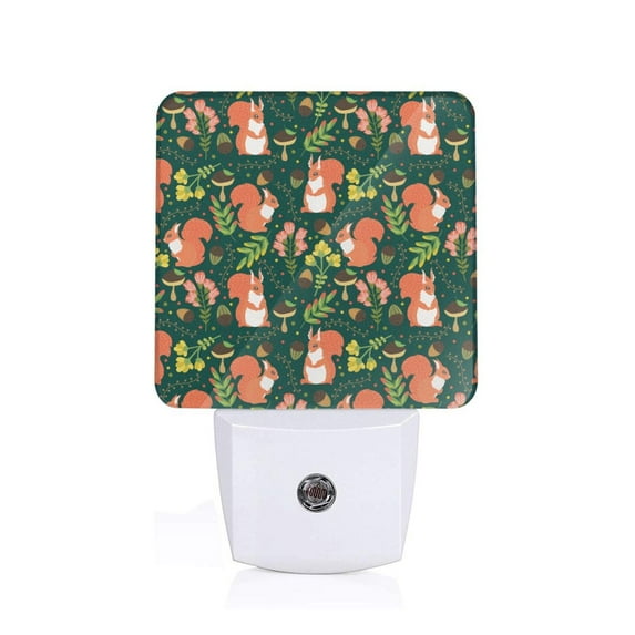 Balery Forest Squirrel Pattern LED Night Light with Automatic Sensor Plug in Night Light with Dusk-to-Dawn Light Sensor LED Nightlight 0.5W-EU