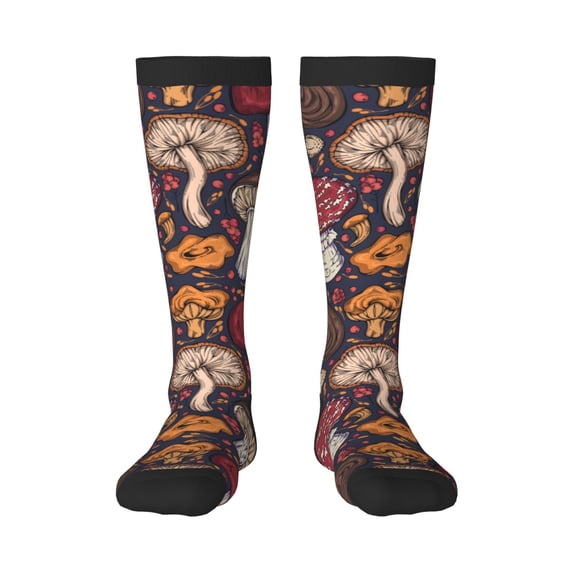 Balery Forest Wild Mushroom Printed Novelty Socks Men's Women's Crew Socks Sports Socks Knee High Socks Cotton Socks Quirky and Cool Socks