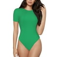 thumbnail image 1 of Balery Forestgreen Women's Short Sleevee Crew Neck Bodysuit Tops Short Sleeve Tops Basic-Medium, 1 of 9