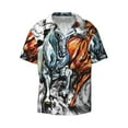 thumbnail image 1 of Balery Four Running Horses Men's Casual Button Down Shirt Short Sleeve Textured Summer Cuban Beach Shirts-Small, 1 of 7