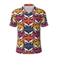 thumbnail image 1 of Balery Fox Face Printed Men’s Short Sleeve Polo Shirt, Midweight Men's Shirt,Golf Polo shirts -3X-Large, 1 of 9