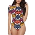thumbnail image 1 of Balery Fox Face Women's Short Sleevee Crew Neck Bodysuit Tops Short Sleeve Tops Basic-X-Large, 1 of 9