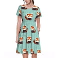 thumbnail image 1 of Balery Fox Pattern Womens Dresses Loose Short sleeve Sundresses Swimsuit Coverup 2025 Summer Casual Dress for Women - A-Line Swing Dress, 1 of 6