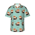 Balery Fox Print Men's Hawaiian Shirts Short Sleeve Beach Shirt Relaxed
