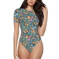 thumbnail image 1 of Balery Foxes and Birds in Forest Women's Short Sleevee Crew Neck Bodysuit Tops Short Sleeve Tops Basic-Medium, 1 of 9