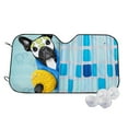 thumbnail image 1 of Balery French Bulldog Dog In A Bathtub Windshield Sun Shade, Car Front Window Sunshade Cover ,Automotive Interior Portected Blocks Uv Rays For Car Pickup Truck Suv Accessories- Medium, 1 of 7