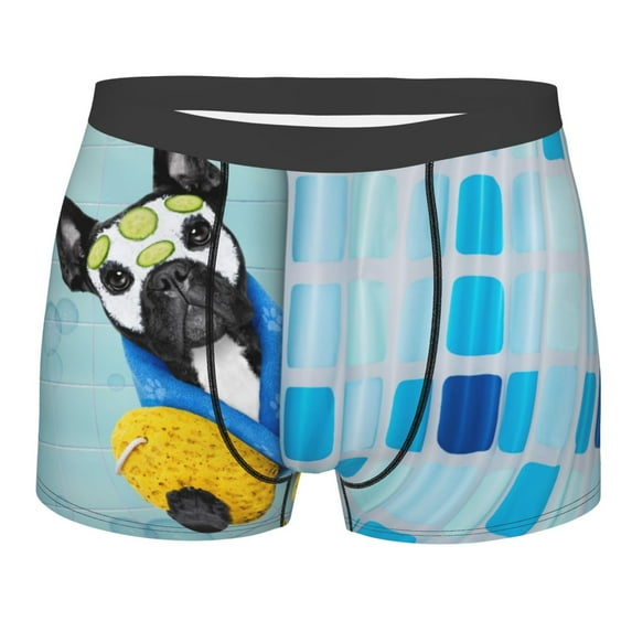 Balery French Bulldog Dog in a Bathtub Men's Boxer Briefs, Soft and Breathable Cotton Underwear with nylon Waistband-Medium