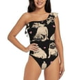 thumbnail image 1 of Balery French Bulldog One Shoulder Swimsuits for Women Ruffle Swimsuits Tummy Control One Shoulder Bathing Suits-Large, 1 of 8
