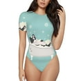 thumbnail image 1 of Balery French Bulldog Taking a Bath Women's Short Sleevee Crew Neck Bodysuit Tops Short Sleeve Tops Basic-Small, 1 of 9