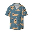 thumbnail image 1 of Balery French Bulldog Yoga Men's Casual Button Down Shirt Short Sleeve Textured Summer Cuban Beach Shirts-Large, 1 of 7