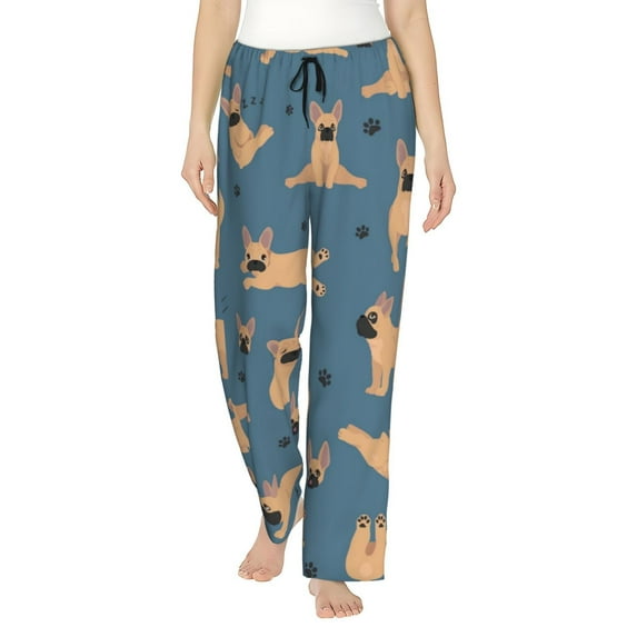 Balery French Bulldog Yoga print Women's Pajama Pants,Ultra Lightweight Pjs,Lounge Pant-Large