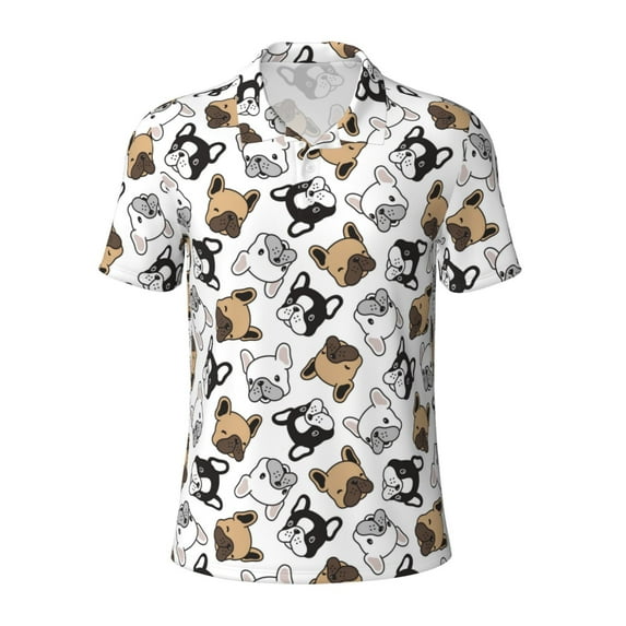 Balery French Bulldog3 Printed Men’s Short Sleeve Polo Shirt, Midweight Men's Shirt,Golf Polo shirts -Medium