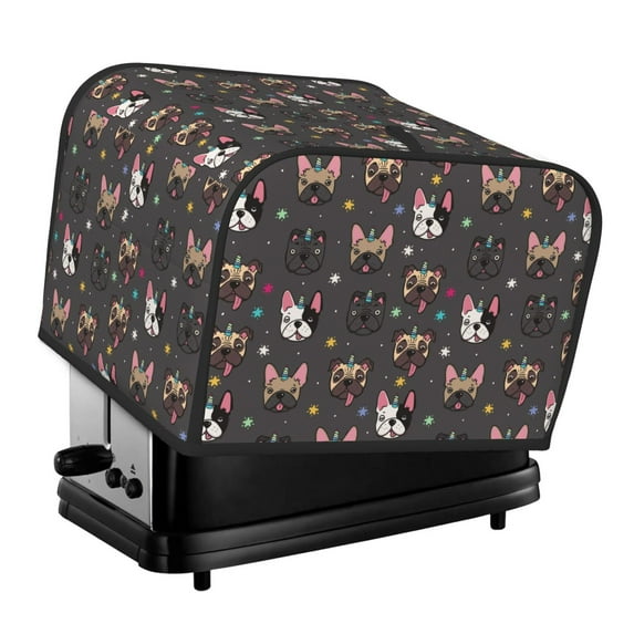 Balery French Bulldogs Pattern Oven Cover Kitchen Bread Machine Protector, 4 Slice Toaster Cover for Home, Anti Dust Fingerprint Coaster Cover